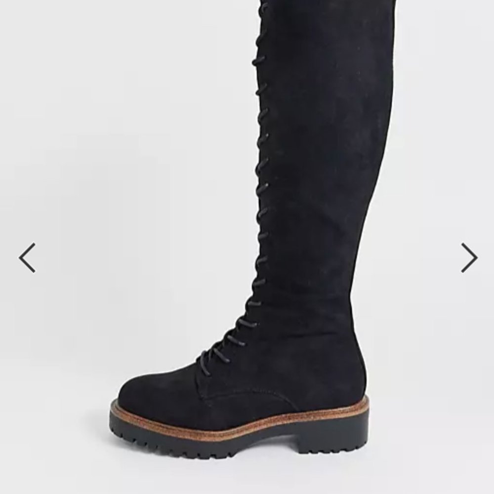 ASOS DESIGN Courtney chunky lace up knee high boots Size 7
